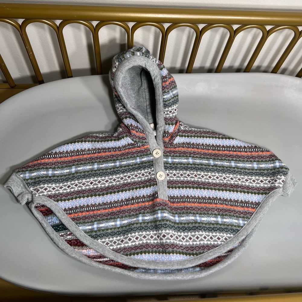 Tucker & tate multicolor striped Hooded Poncho cape baby girl size 0-12 months